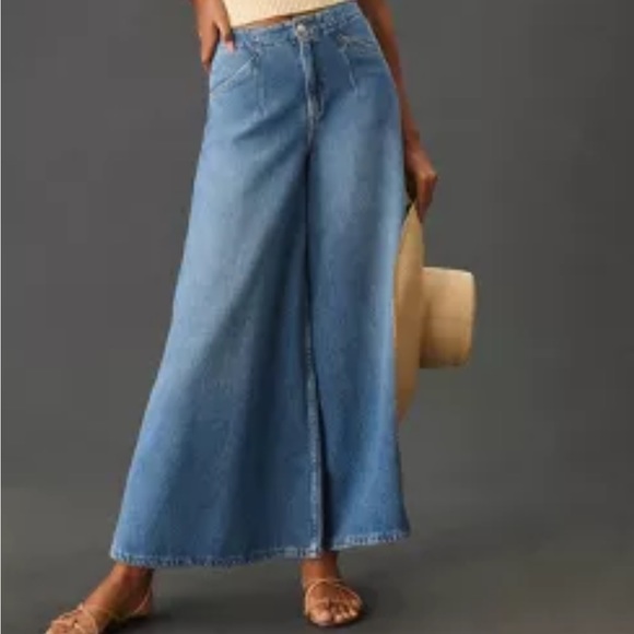 anthropogie NWT wide leg fun flare jean cropped length - Picture 1 of 6